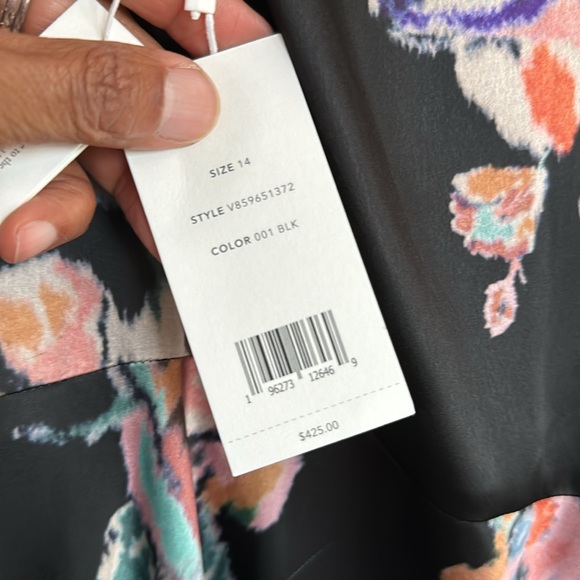 Vince Printed Satin Black Floral Slip Dress NWT - Picture 12 of 13